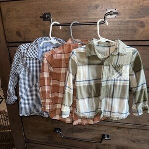 Flannel Shirts 3T - Green, Brown, Blue